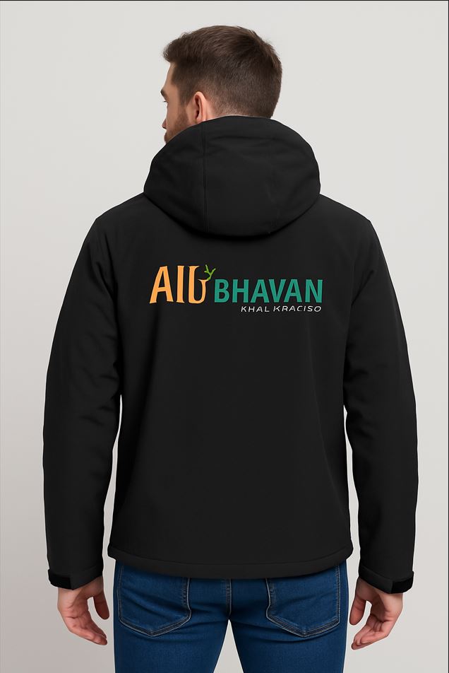 black softshell jacket back embroidery for USA food brand uniform